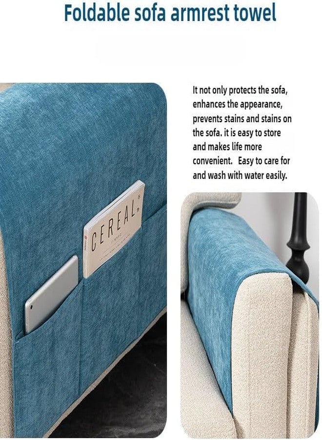 GERLNF Thick Chenille Armrest Covers Set of 2 for Chairs and Sofas Armchair Covers for Arms Couch Arm Covers Armrest Covers for Sofa Non Slip (24" x 43" [3 Pockets],Yellow) - Image 5